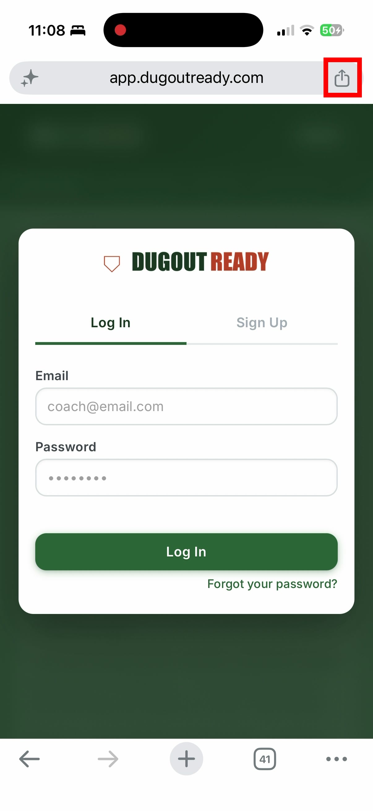 Tap the share button in Chrome