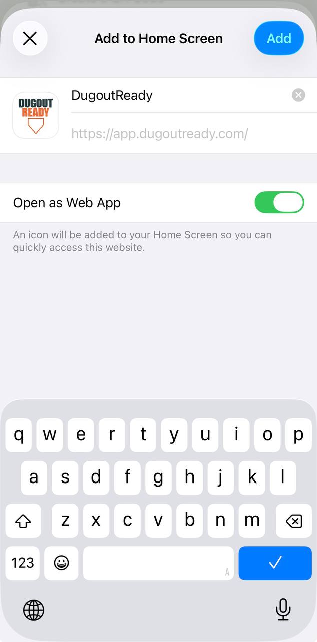 Name the app and tap Add